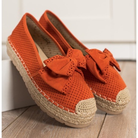 Mannika Espadrillas traforate con fiocco arancia 2
