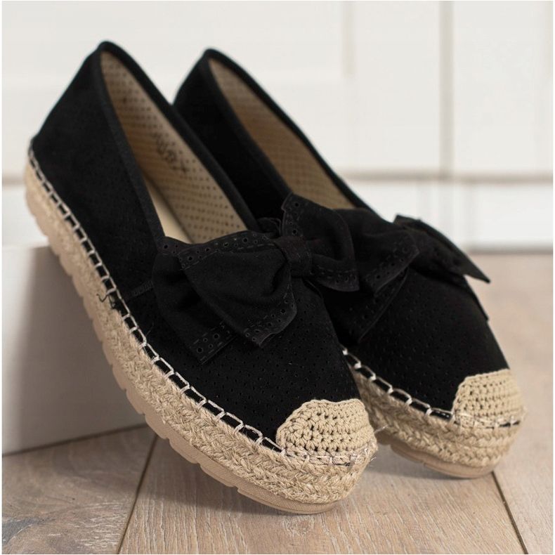 Mannika Espadrillas traforate con fiocco nero 2