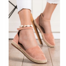 Small Swan Espadrillas comode in pelle scamosciata rosa 1