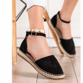 Small Swan Espadrillas comode in pelle scamosciata nero 2