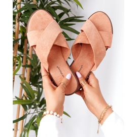 Pantofole in velluto color pesca Edesa da donna arancia 1