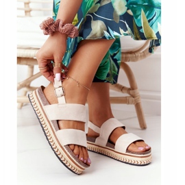 Sandali in pelle scamosciata sulla piattaforma Olimpia beige multicolore 2
