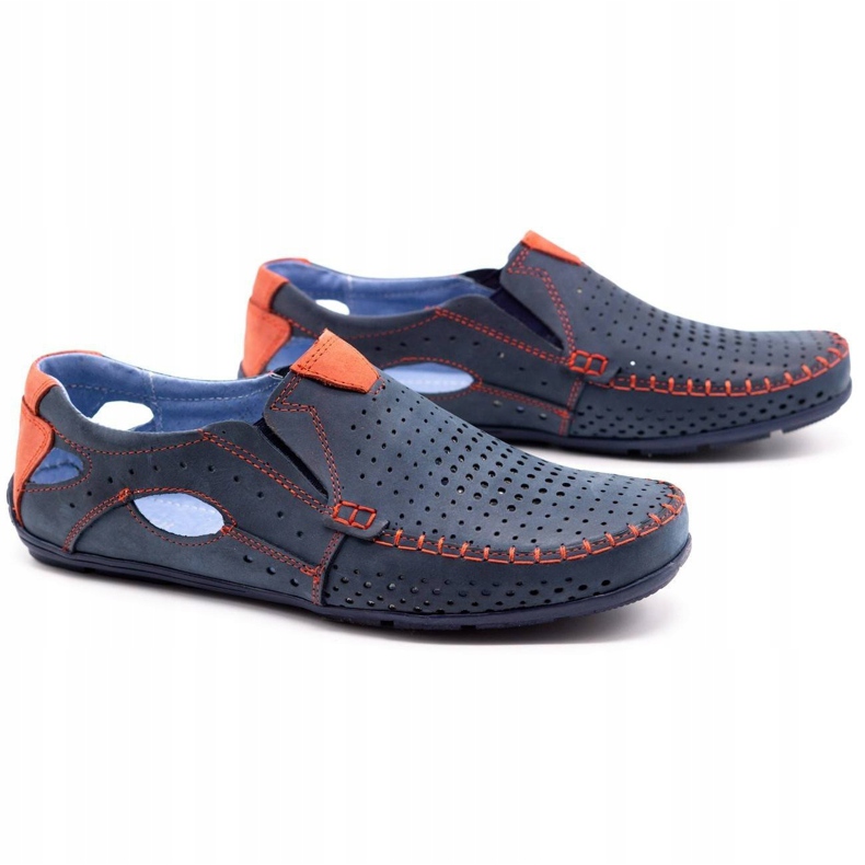 Olivier Scarpe uomo mocassini 901 blu navy con rosso 2