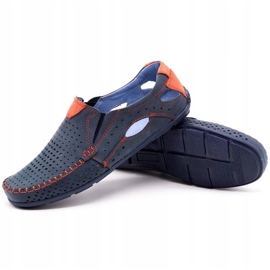 Olivier Scarpe uomo mocassini 901 blu navy con rosso 3