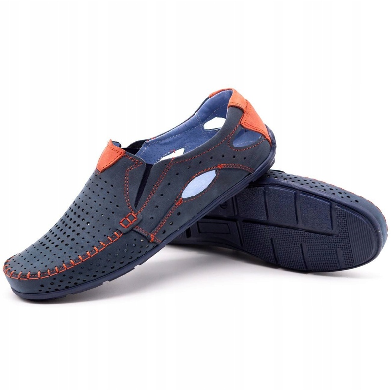 Olivier Scarpe uomo mocassini 901 blu navy con rosso 3