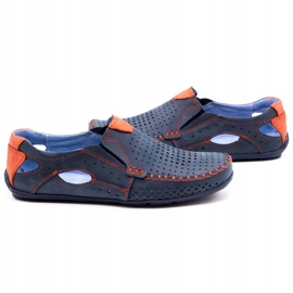 Olivier Scarpe uomo mocassini 901 blu navy con rosso 5