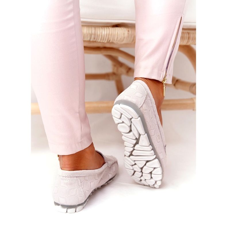 Mocassini in pelle ecologica Rio Flore Beige grigio 4