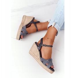 Sandali con zeppa in pelle Big Star HH274378 Argento grigio 1