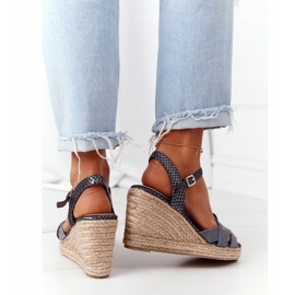 Sandali con zeppa in pelle Big Star HH274378 Argento d'argento grigio 2