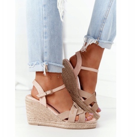 Sandali con zeppa in pelle Big Star HH274380 Beige 1