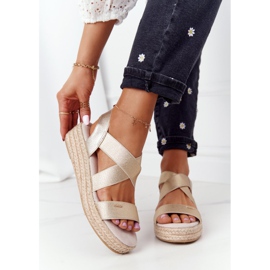 Sandali con zeppa a coste Big Star HH274414 Golden d'oro 1