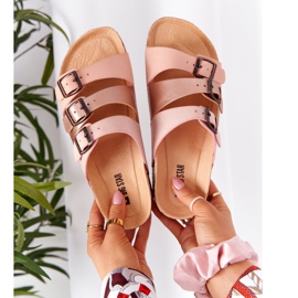 Pantofole in pelle profilate Big Star HH274586 Rosa-Rame 1