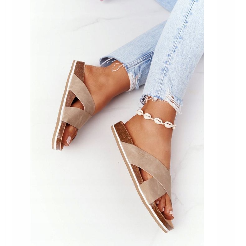 Ciabatte in Pelle Profilate Big Star HH274593 Beige 1