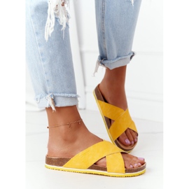 Pantofole in pelle profilate Big Star HH274596 Giallo 2