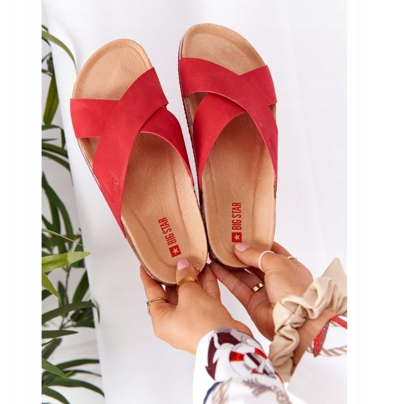 Ciabatte profilate in pelle Big Star HH274598 Rosse rosso 1