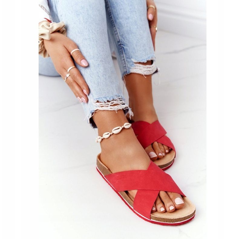 Ciabatte profilate in pelle Big Star HH274598 Rosse rosso 2