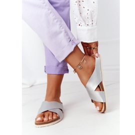 Pantofole in pelle profilate Big Star HH274650 Argento 2