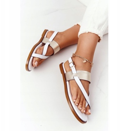 Sandali in Pelle Infradito Big Star HH274714 Bianco e Oro d'oro 1