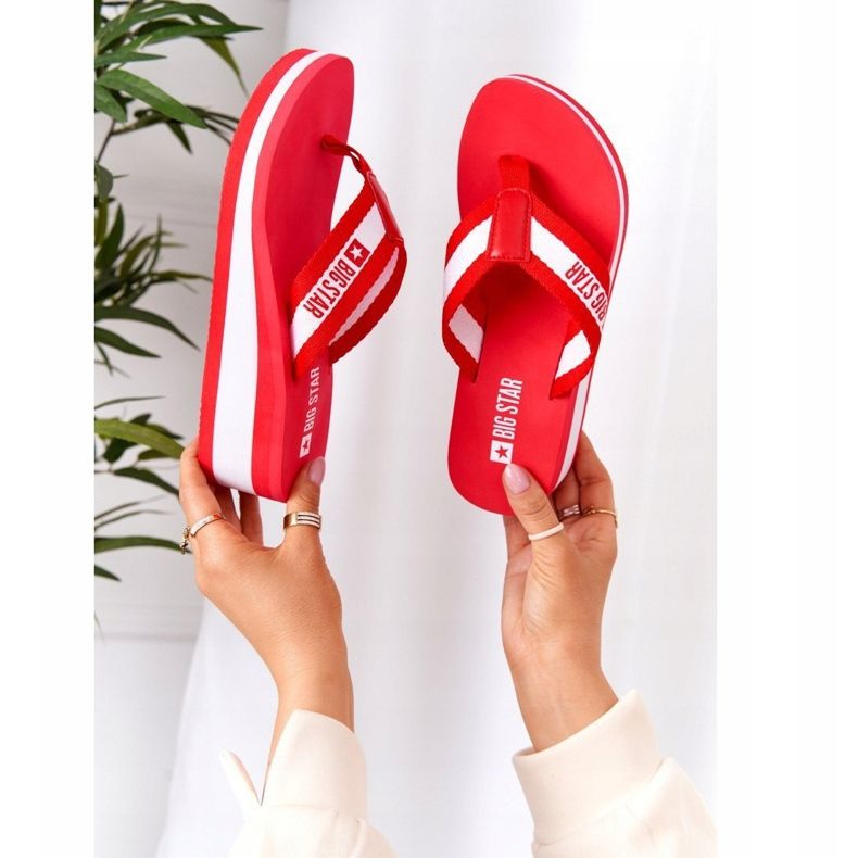 Infradito da donna sulla zeppa Big Star HH274A095 Red rosso 1