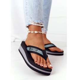 Infradito da donna sulla zeppa Big Star HH274A096 Black nero grigio 2