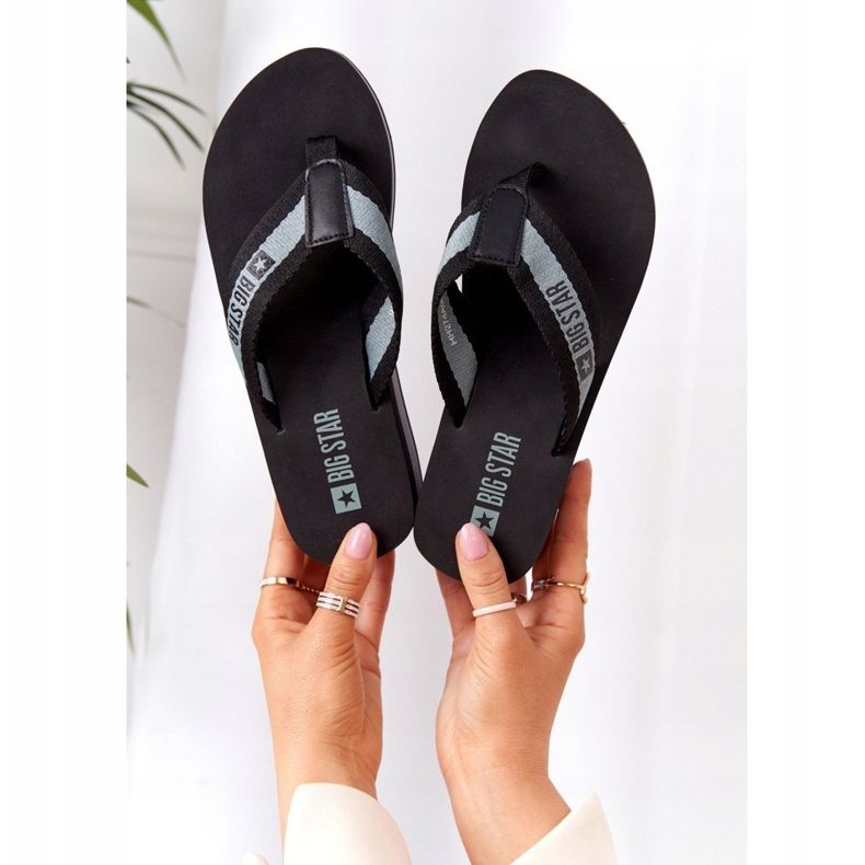 Infradito da donna sulla zeppa Big Star HH274A096 Black nero grigio 1