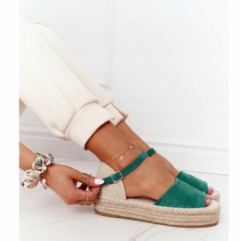 Sandali verdi Megara intrecciati beige verde 1