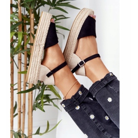 Sandali neri Megara neri sulla piattaforma intrecciata beige nero 1