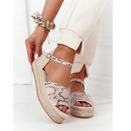 Sandali Sulla Piattaforma Con Motivo Serpente Intrecciato Beige Megara marrone 2