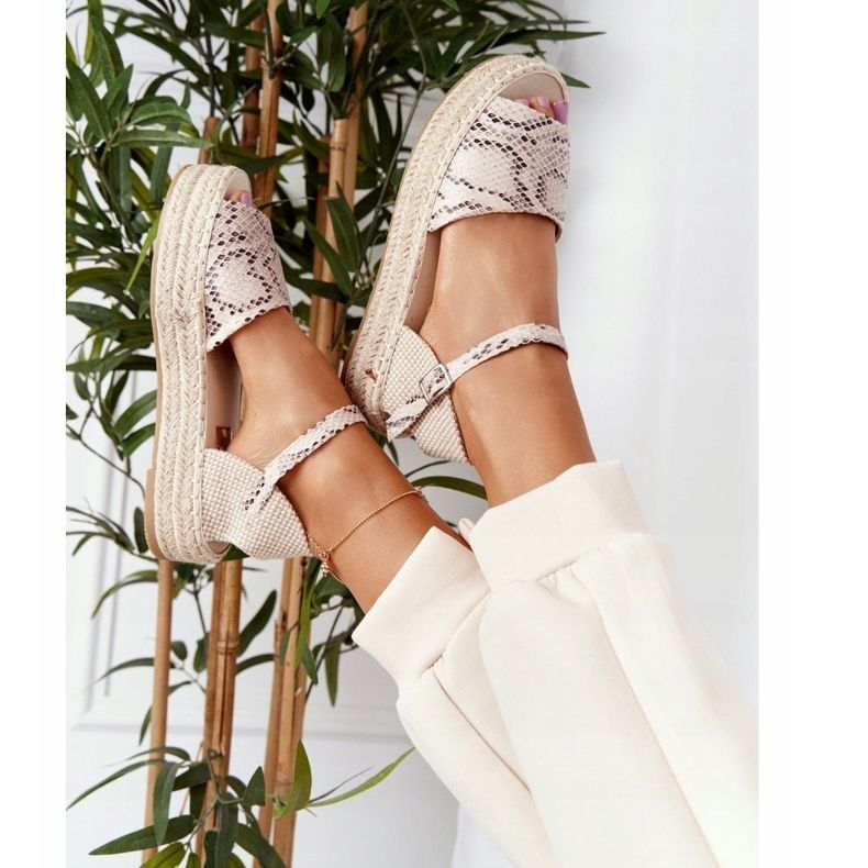 Sandali Sulla Piattaforma Con Motivo Serpente Intrecciato Beige Megara marrone 1