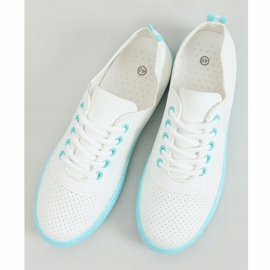Sneakers stringate da donna, bianche e blu LA44 Blue bianco 1