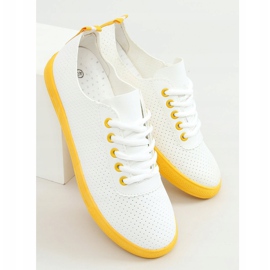 Sneakers stringate da donna, bianche e gialle LA44 Yellow bianco giallo 1