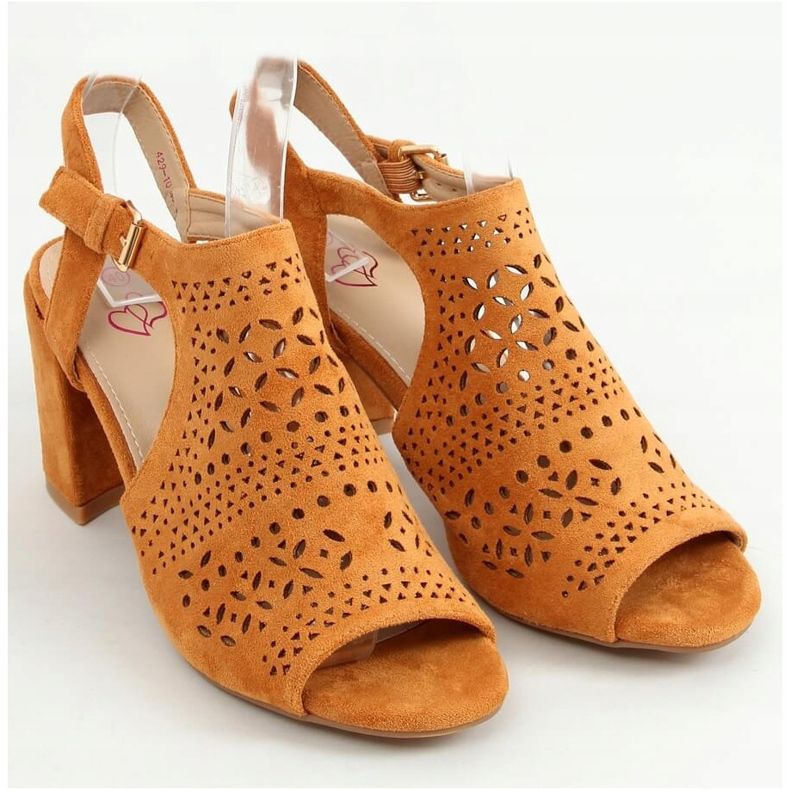 Sandali traforati tacchi alti cammello 429-10 Camel marrone 1