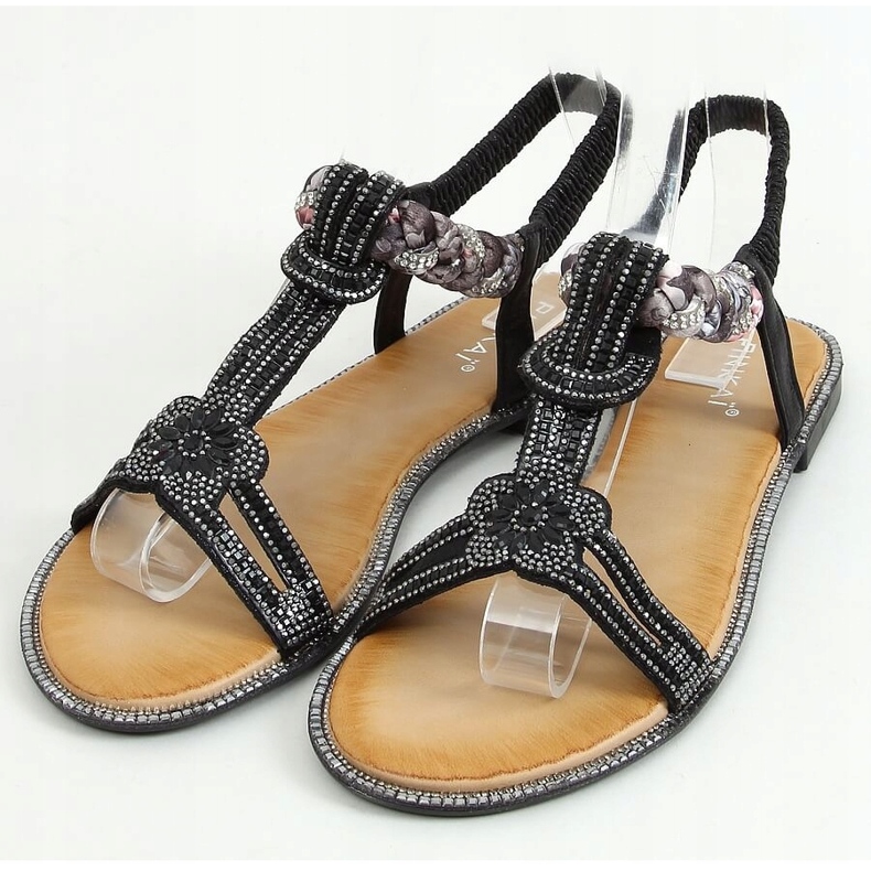 Sandali neri con zirconi JN11-10 Black nero 1