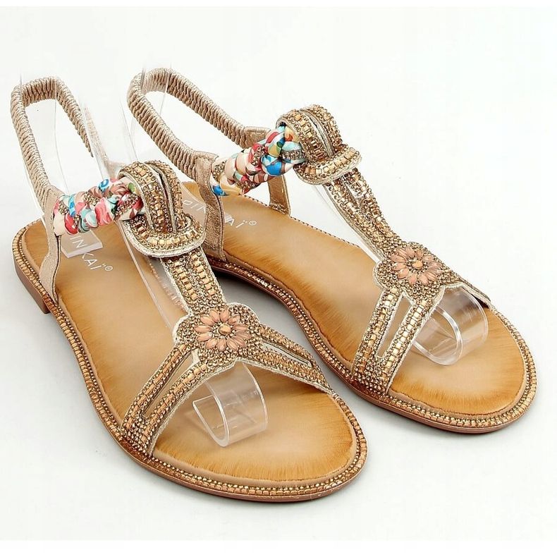 Sandali con zirconi dorati JN11-10 Gold d'oro 1