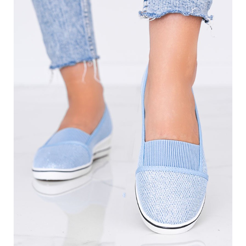Ballerine blu lucide sulla zeppa Glam Star 1