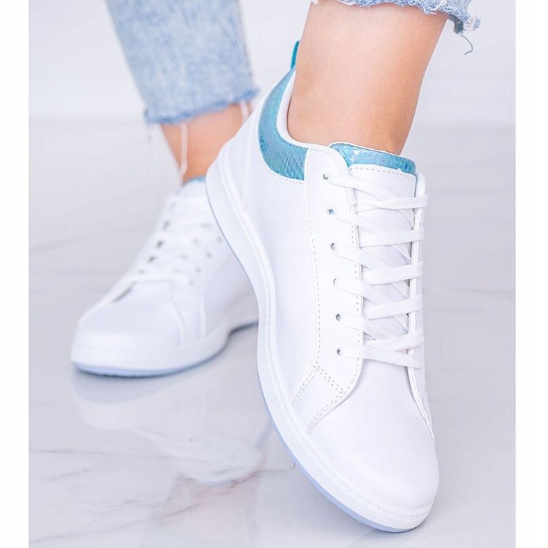 Sneakers olografiche Madalynn bianche e blu bianca 1