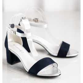 Goodin Sandali eleganti su un bar blu navy argento 1