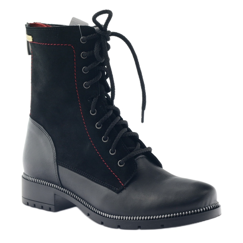Stivali in pelle da donna Kazkobut 2809 stivali neri nero rosso 1