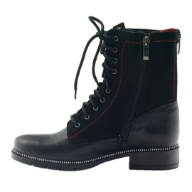 Stivali in pelle da donna Kazkobut 2809 stivali neri nero rosso 2