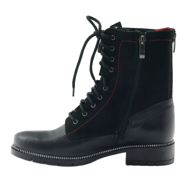 Stivali in pelle da donna Kazkobut 2809 stivali neri nero rosso 2