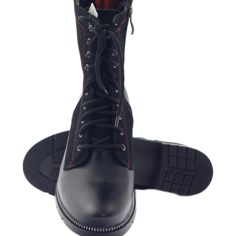 Stivali in pelle da donna Kazkobut 2809 stivali neri nero rosso 5