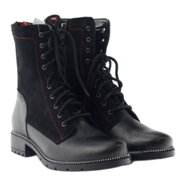 Stivali in pelle da donna Kazkobut 2809 stivali neri nero rosso 6
