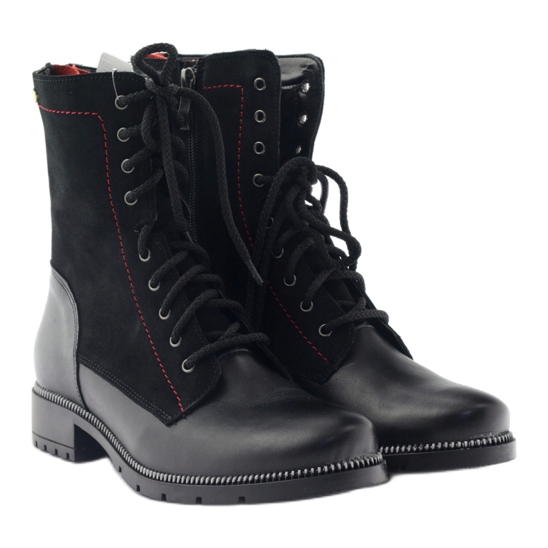 Stivali in pelle da donna Kazkobut 2809 stivali neri nero rosso 6