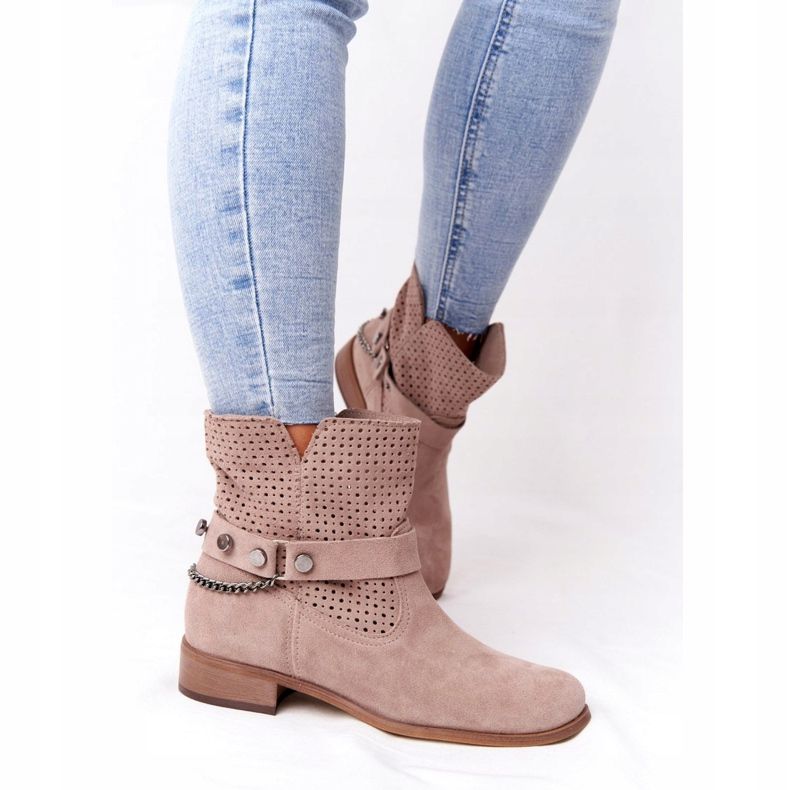 Stivali primaverili traforati Lewski Shoes 2905-0 Beige 2