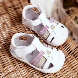 Apawwa Sandali Bambini con Velcro Glitter Bianco Ontario rosa d'oro 2