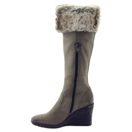 Stivali Caprice in Pelle con Pelliccia 25607 grigio 2