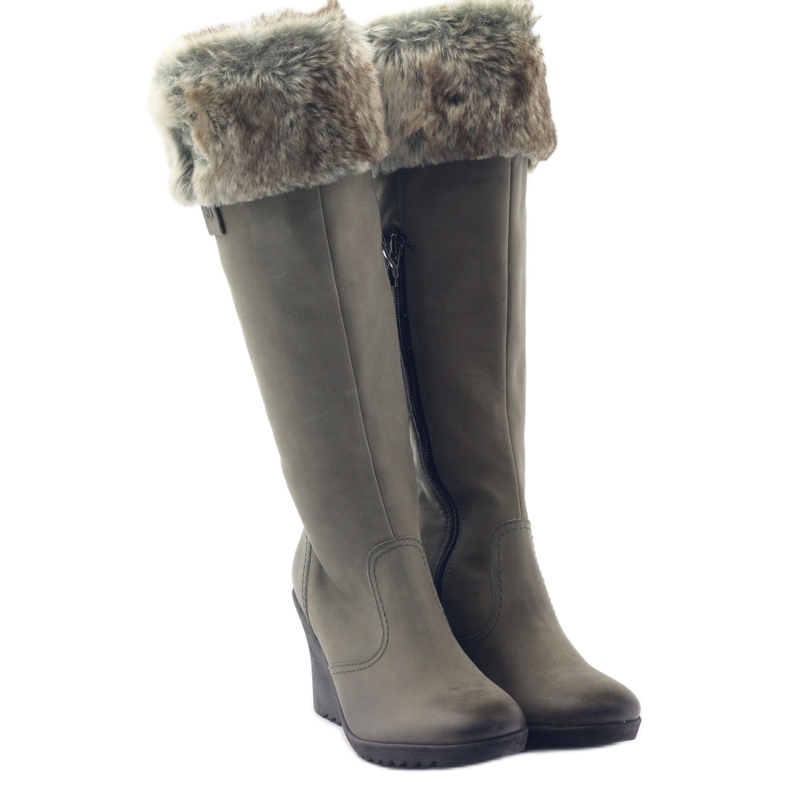 Stivali Caprice in Pelle con Pelliccia 25607 grigio 4