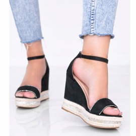 Sandali neri con zeppa e zirconi Sun Sparrow nero 1