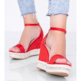 Sandali rossi con zeppa e zirconi Sun Sparrow rosso 1