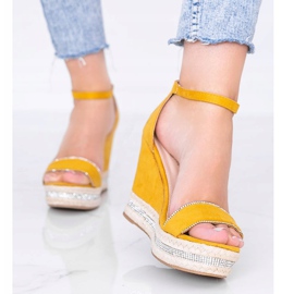 Sandali con zeppa senape con zirconi Sun Sparrow giallo 1